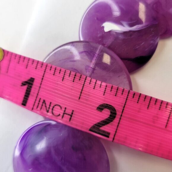 Vintage Purple Statement Choker Necklace Lucite Purple Bead Necklace - Picture 6 of 8